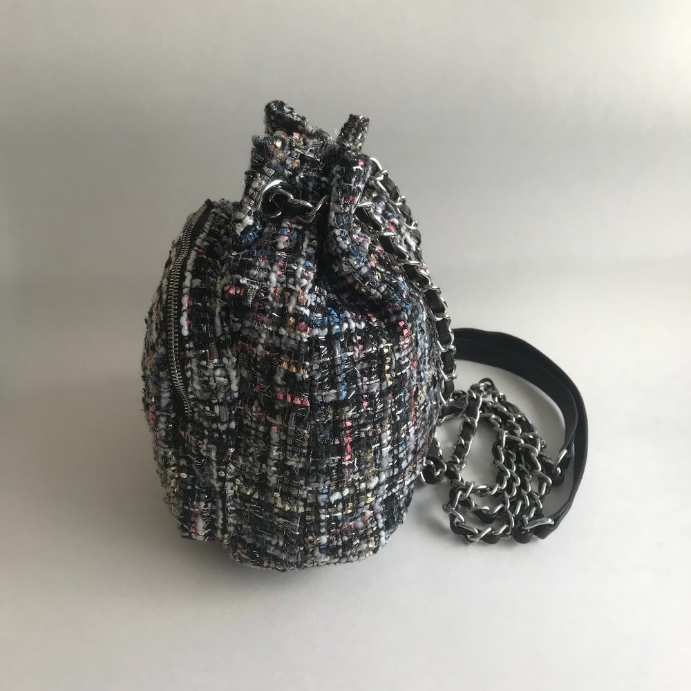 Zara Tweed Mini Backpack in Black with Pink, White and Blue Specks - Picture 5 of 7